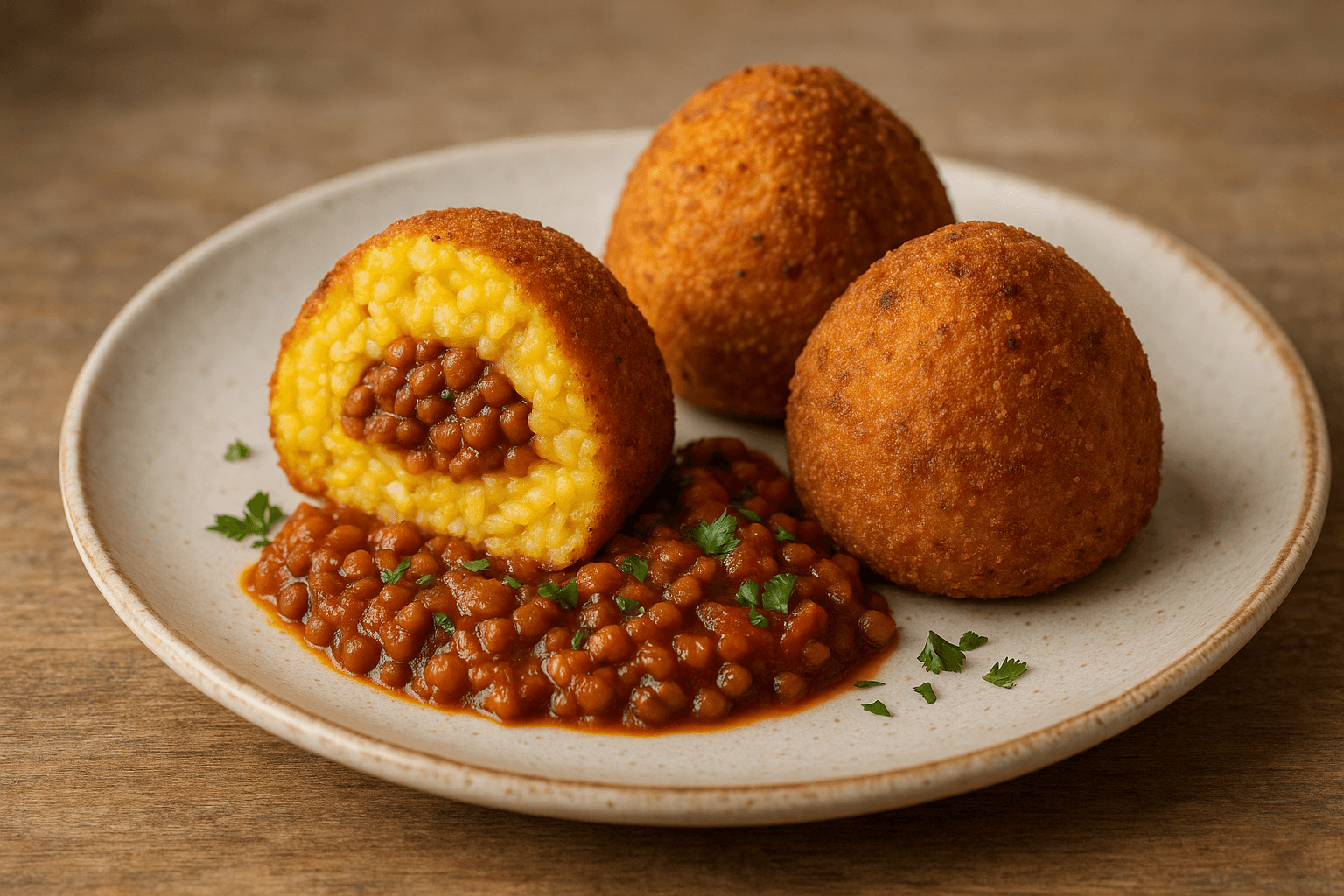 Arancini di Riso con Ragù di Lenticchie