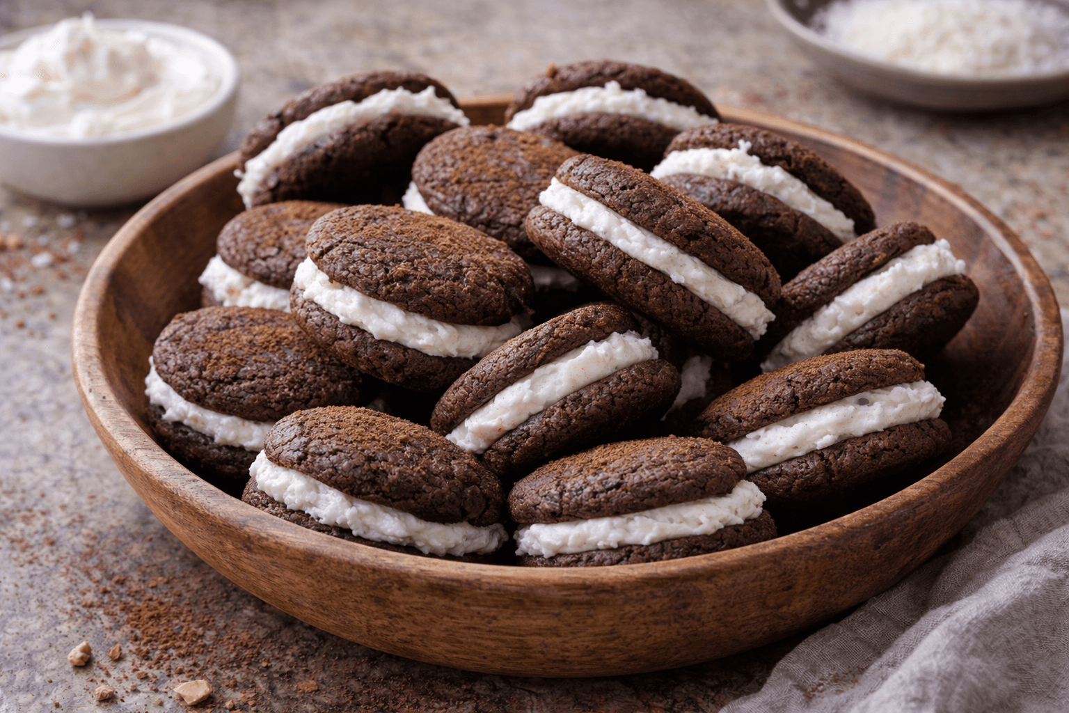 Biscotti al cacao con crema al cocco