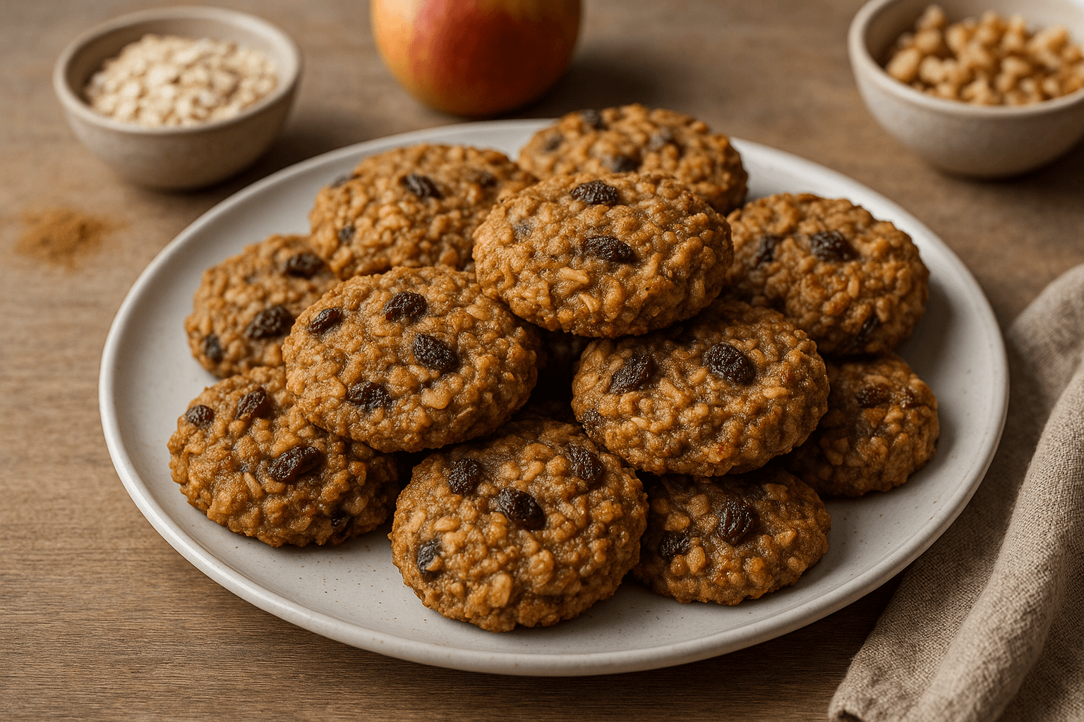 Biscotti Vegani all Avena, Mele e Cannella