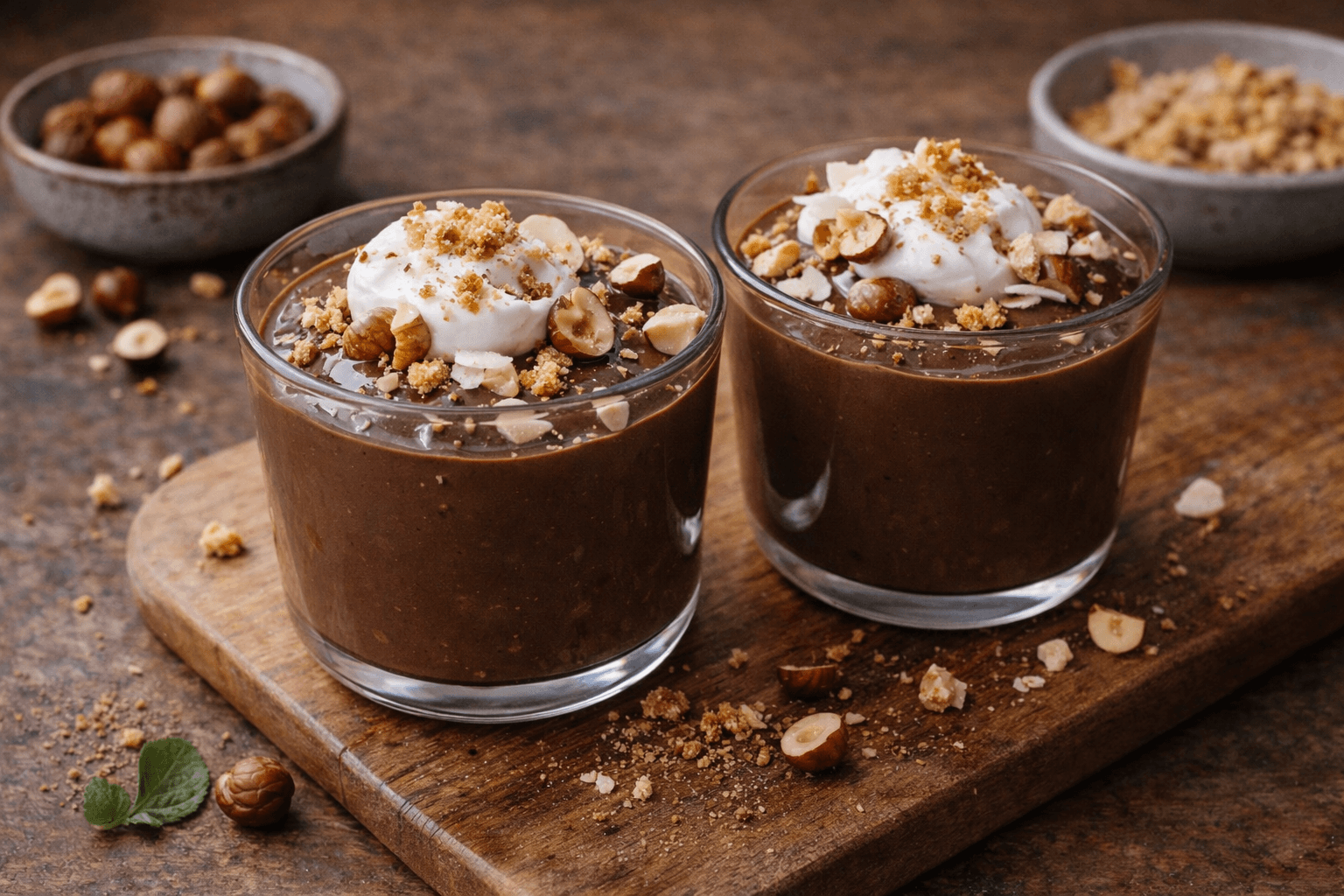 Budino al cacao e nocciole