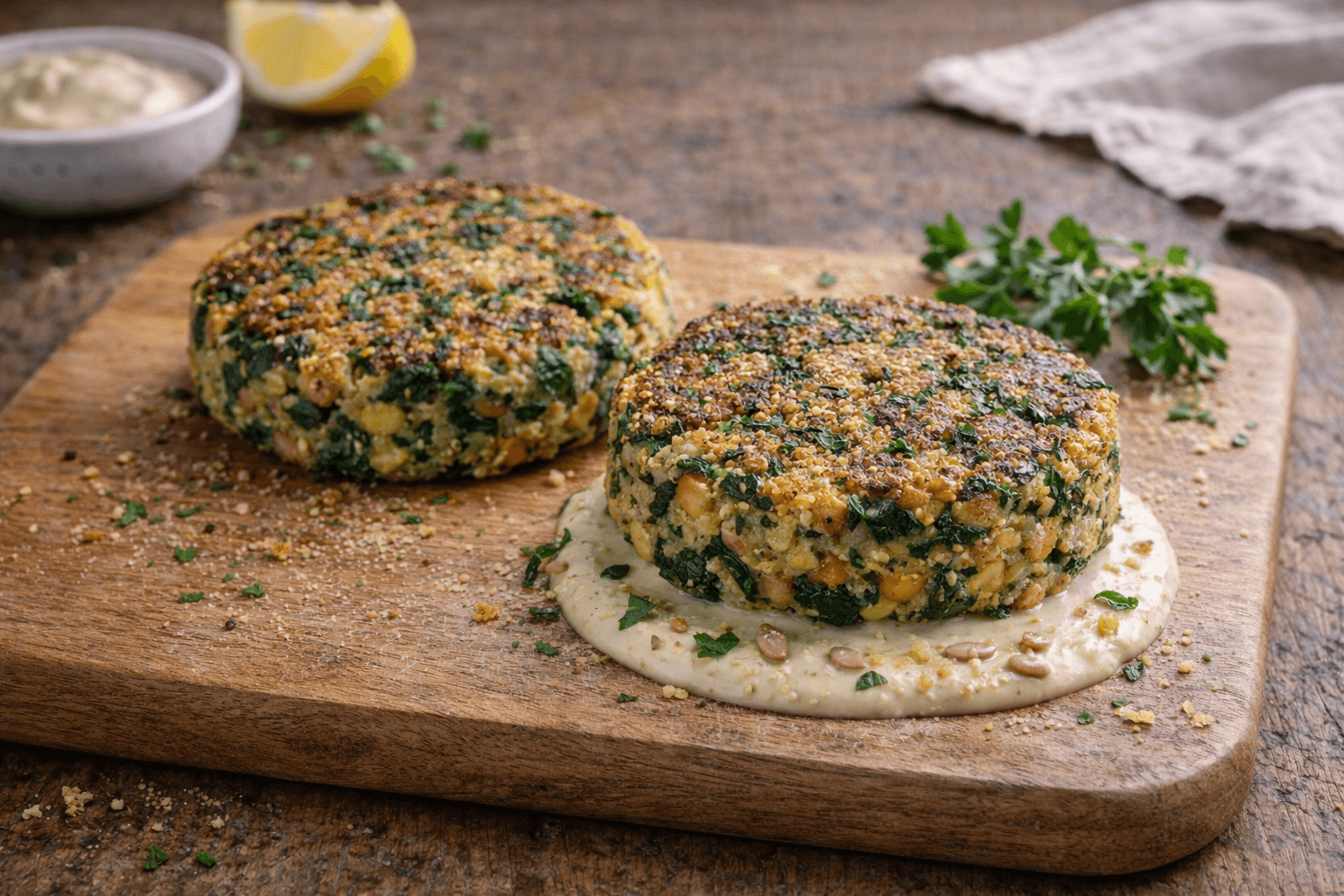 Burger di ceci e spinaci in padella