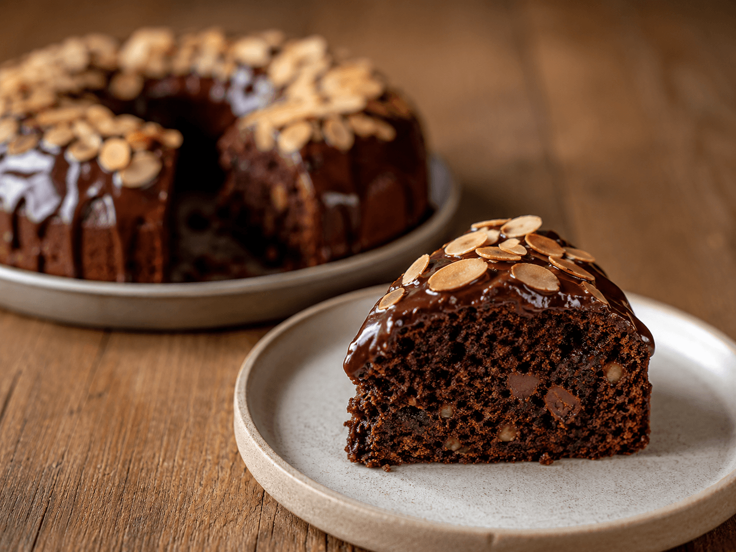 Ciambella al cioccolato e mandorle con latte di soia