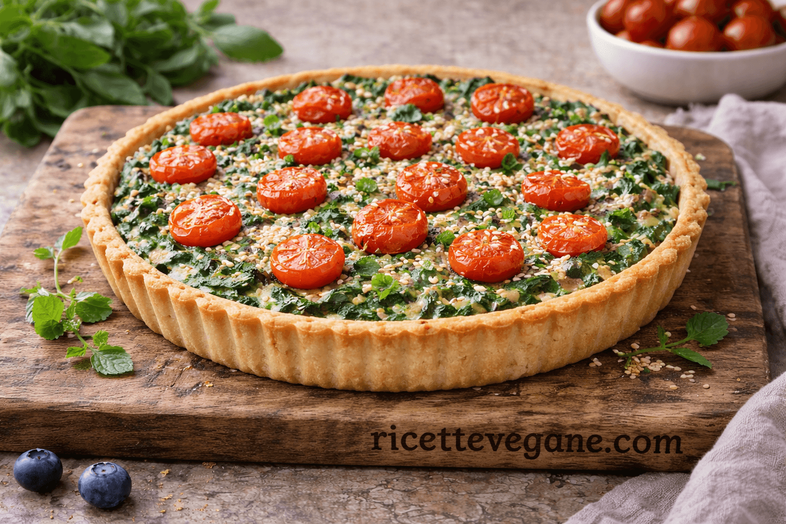Crostata salata con crema di tofu e spinaci