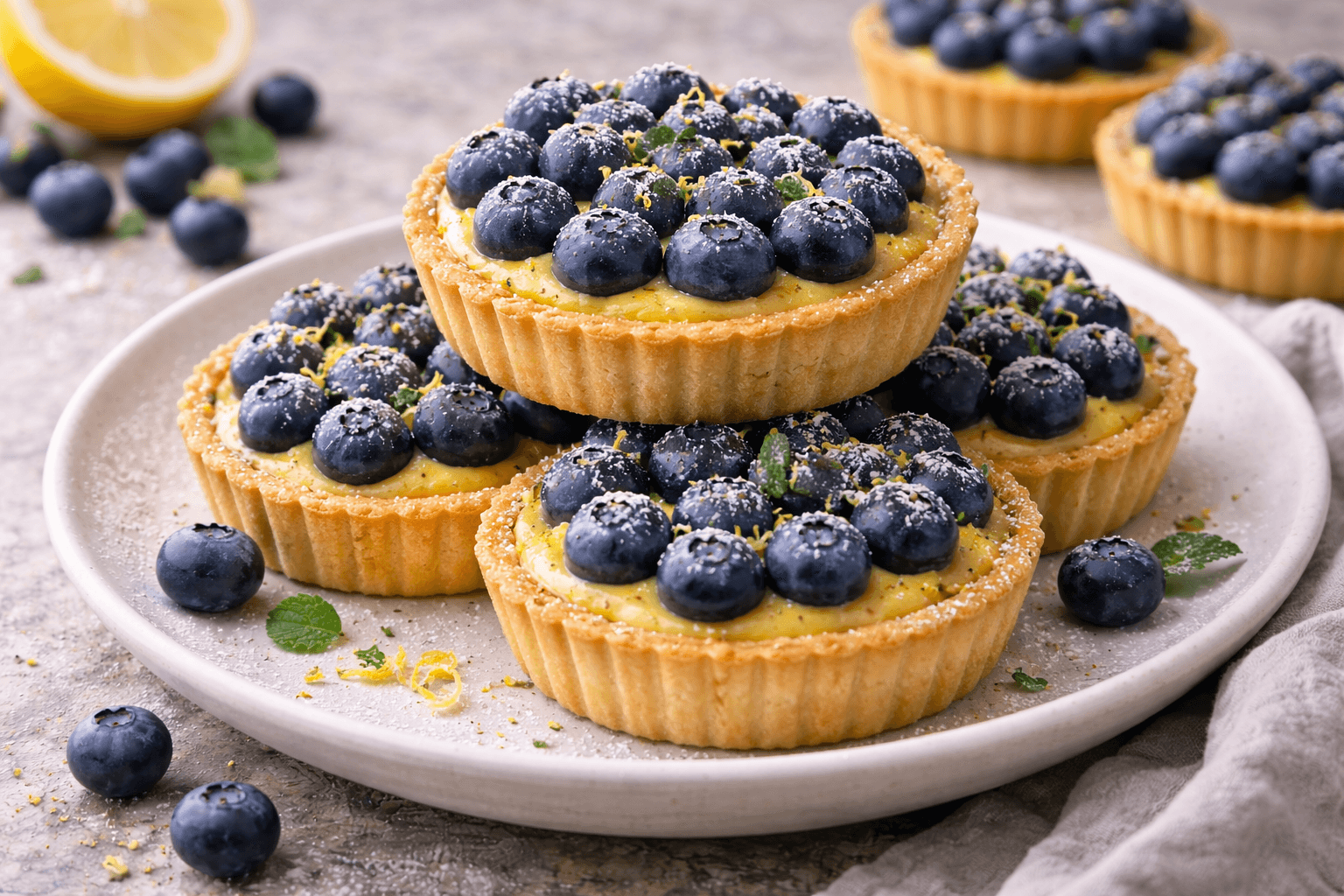 Crostatine con crema al limone e mirtilli