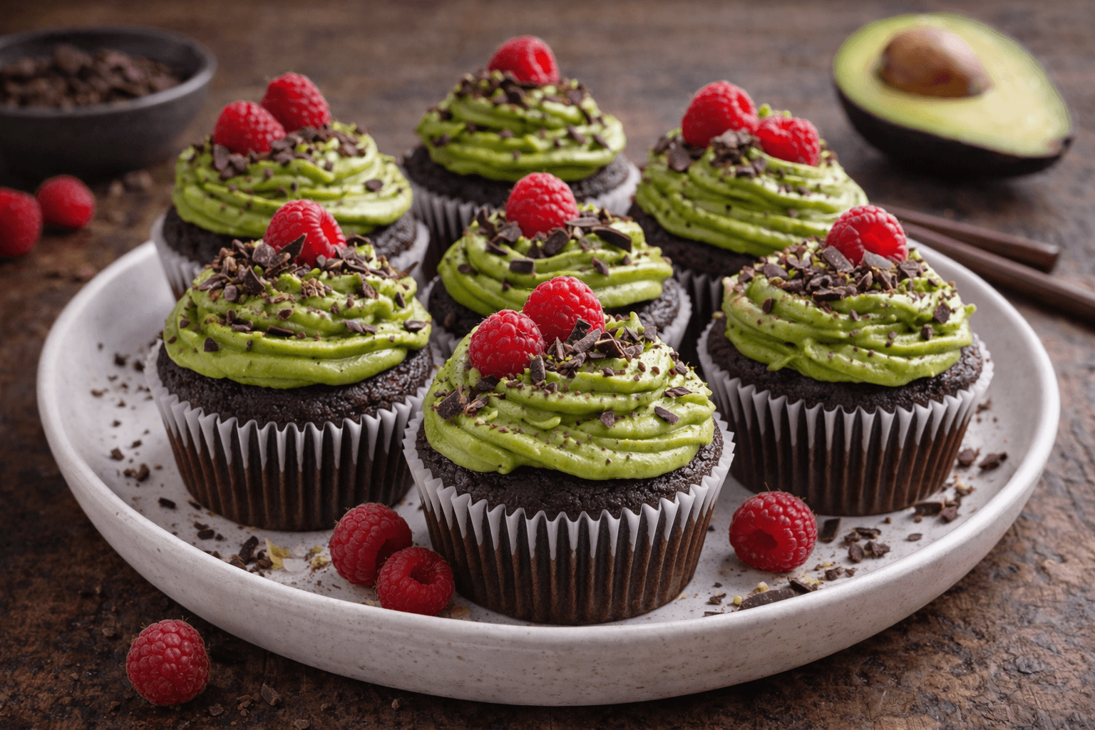 Cupcake al cioccolato con crema all'avocado