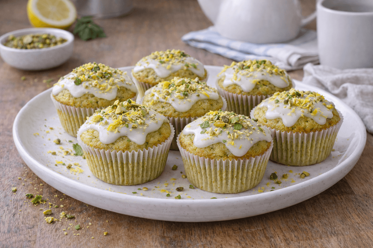 Cupcake al pistacchio con glassa al limone