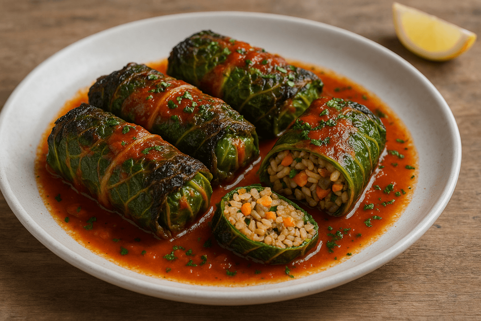 Involtini di Cavolo Verza con Riso e Verdure