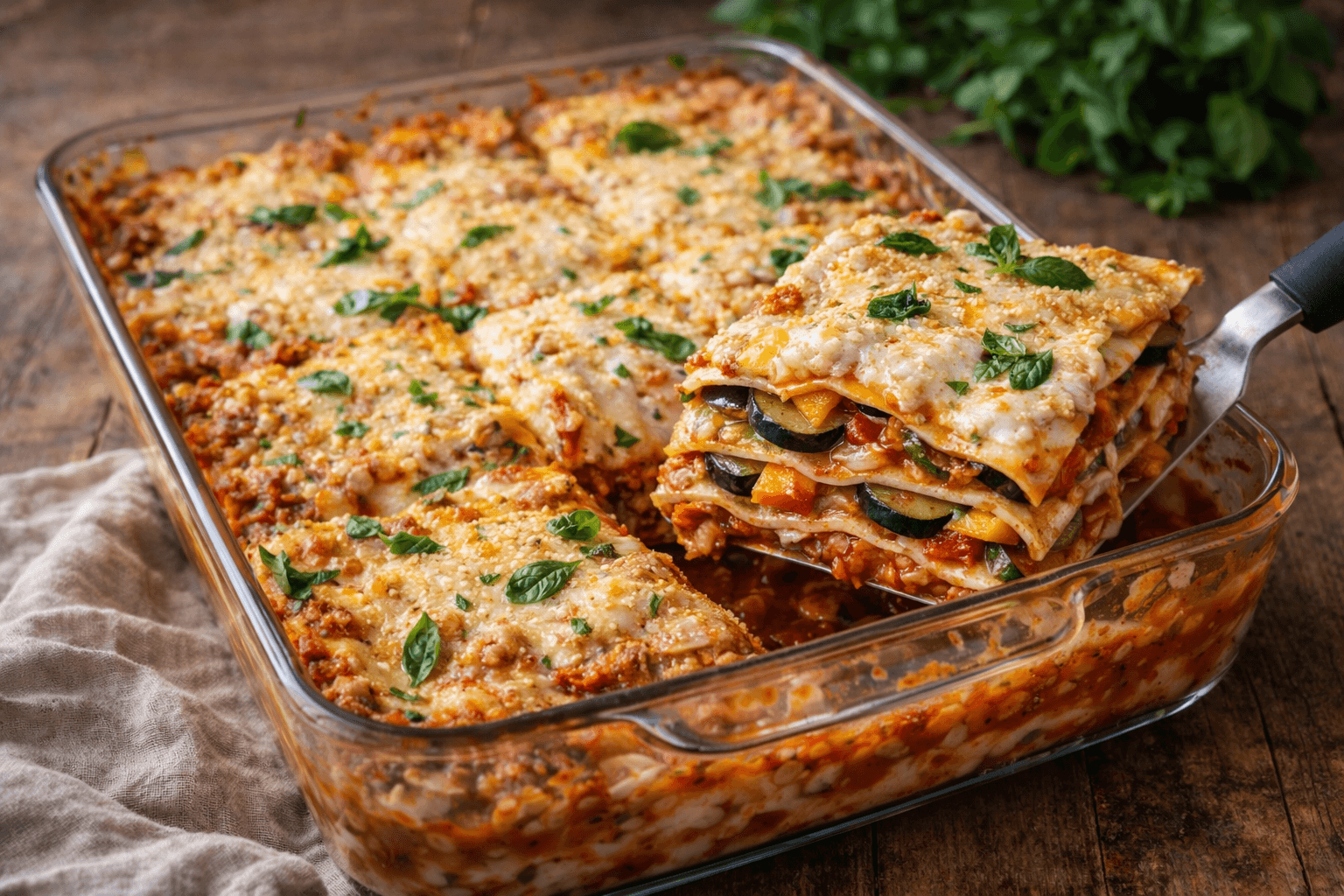 Lasagna di crepes con verdure grigliate e besciamella vegetale