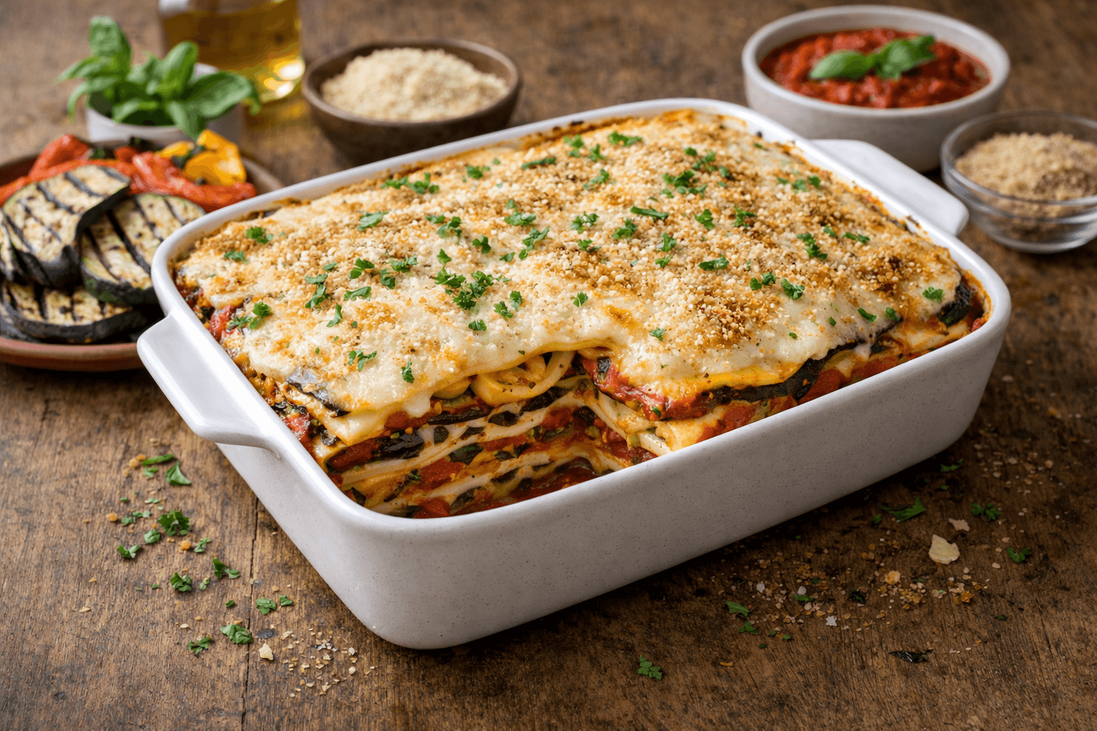 Lasagna di verdure grigliate e besciamella vegetale