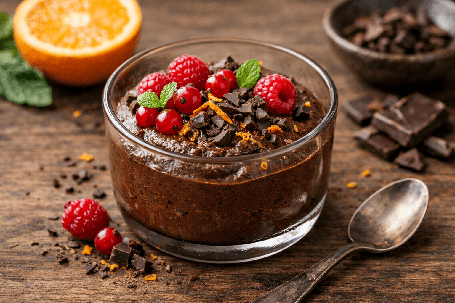 Mousse di cioccolato fondente e arancia per Pasqua