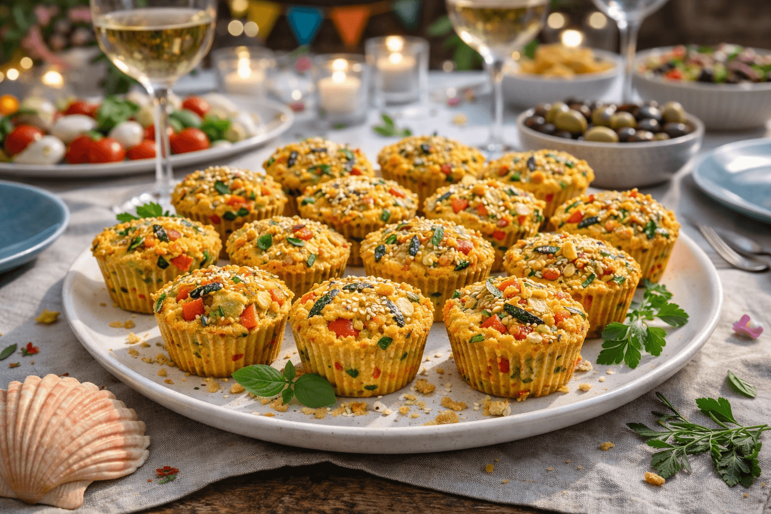 Muffin salati di ceci e verdure colorate