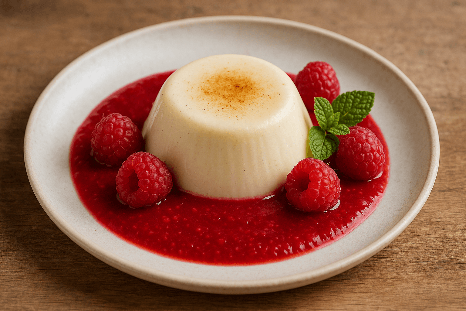 Pannacotta Vegana alla Vaniglia con Coulis di Lamponi