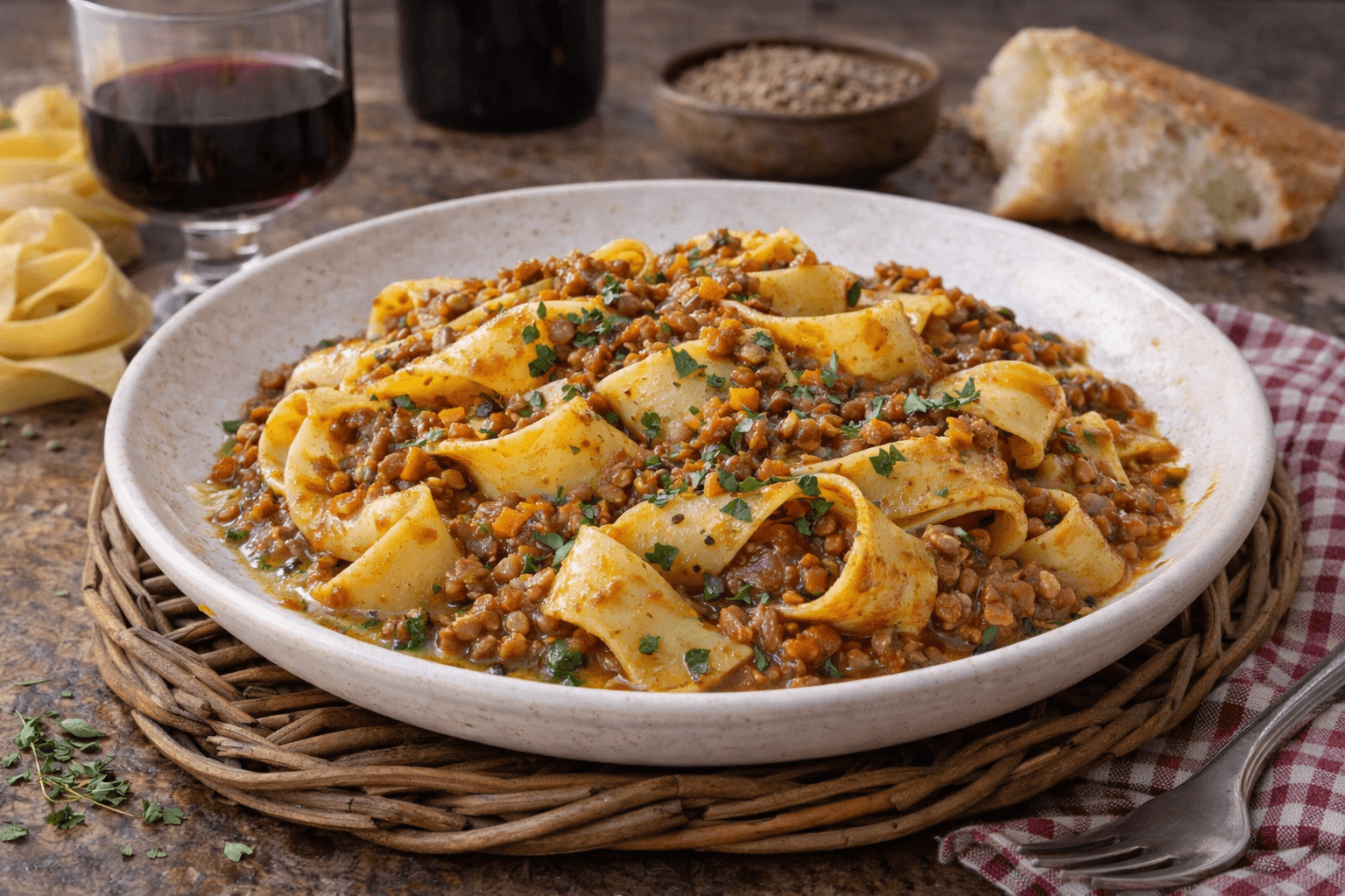 Pappardelle al ragù di lenticchie