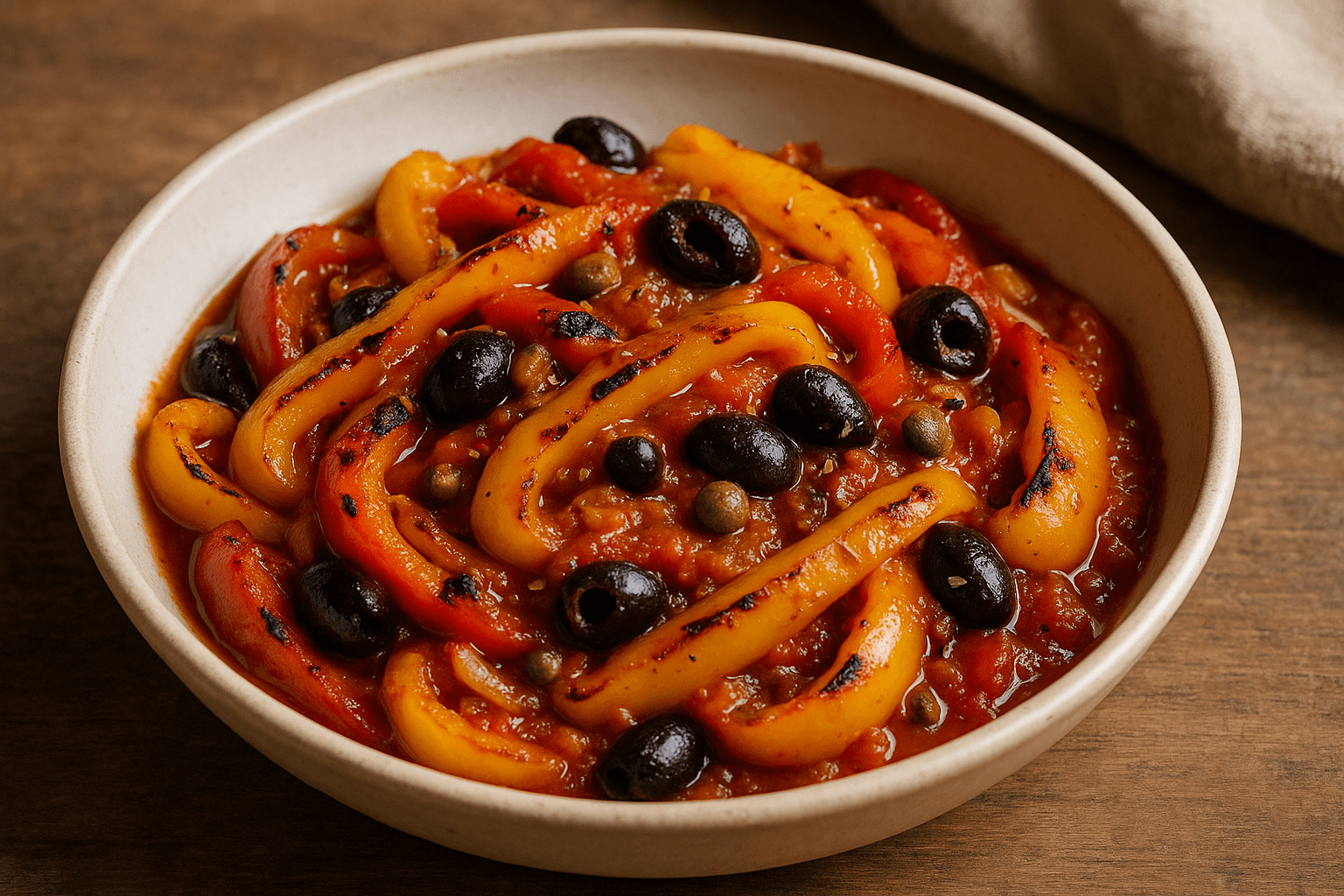 Peperonata con Olive e Capperi