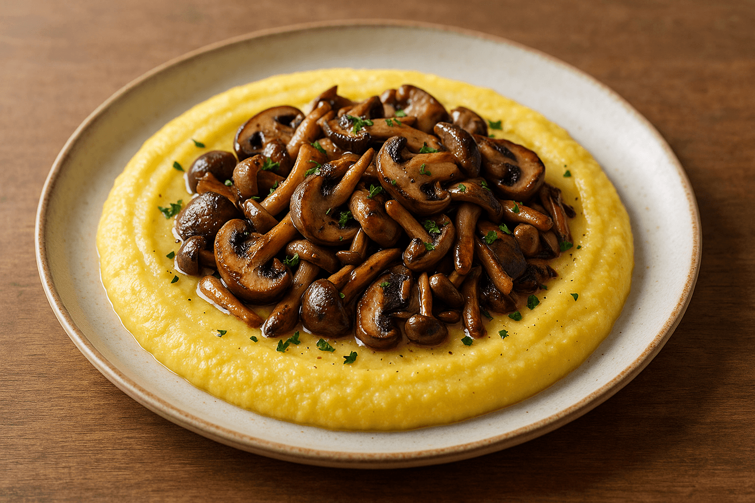 Polenta Cremosa con Funghi Trifolati