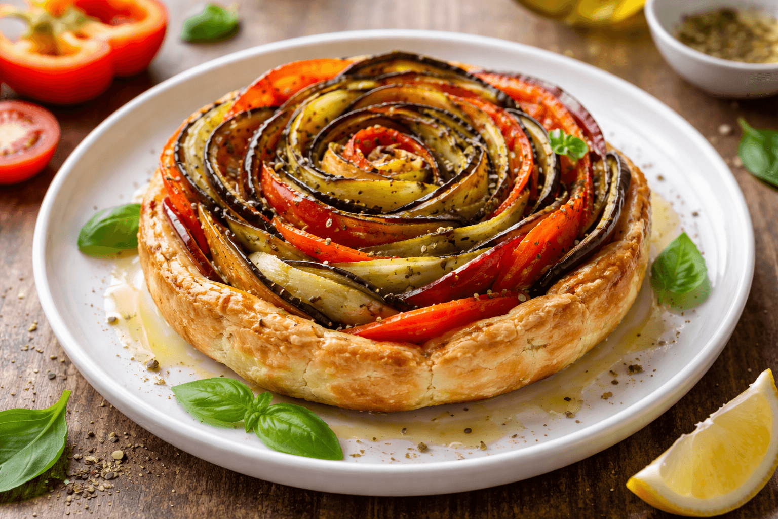 Rosa di verdure al forno con pasta sfoglia