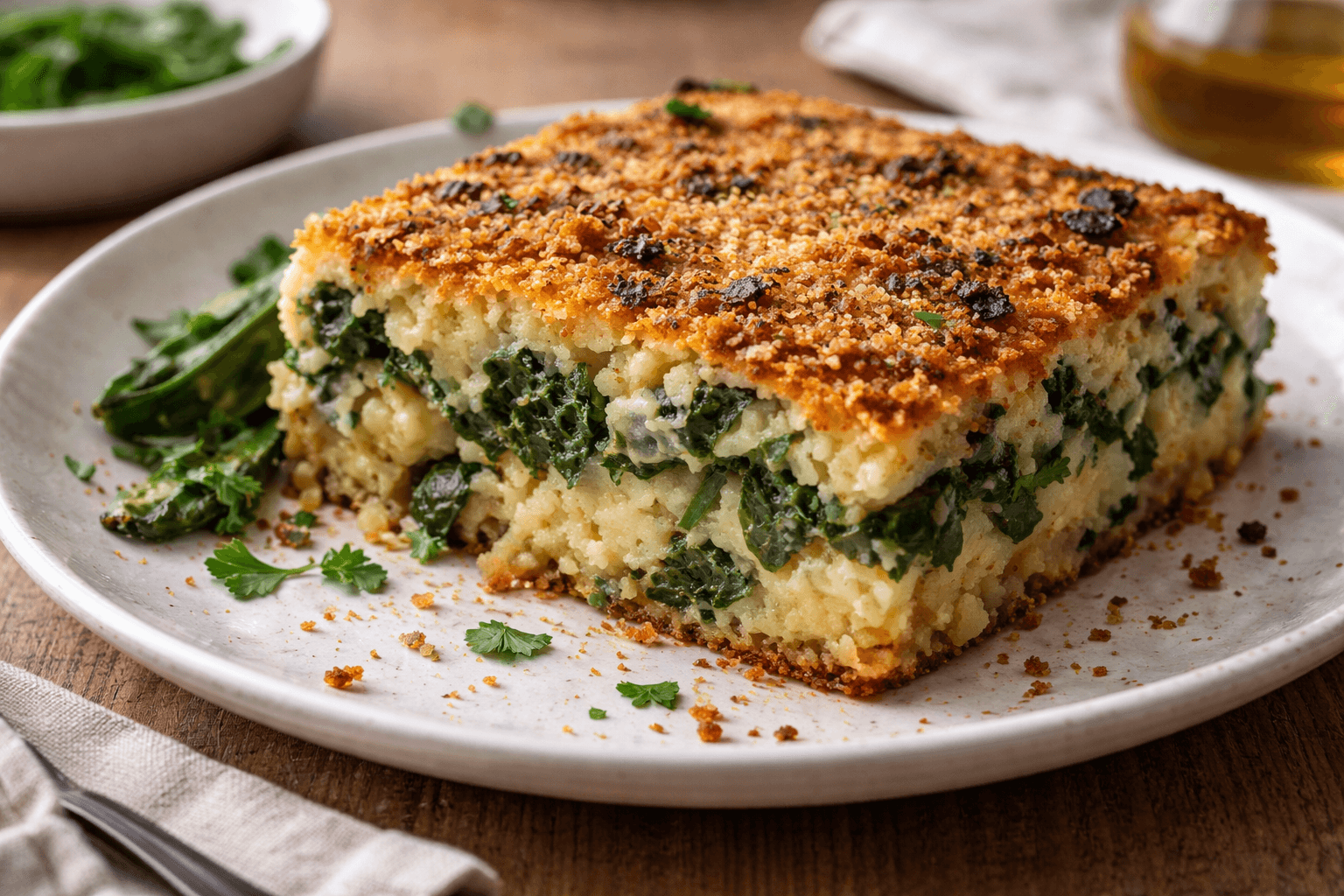 Sformato di cicorie e patate con crosta croccante