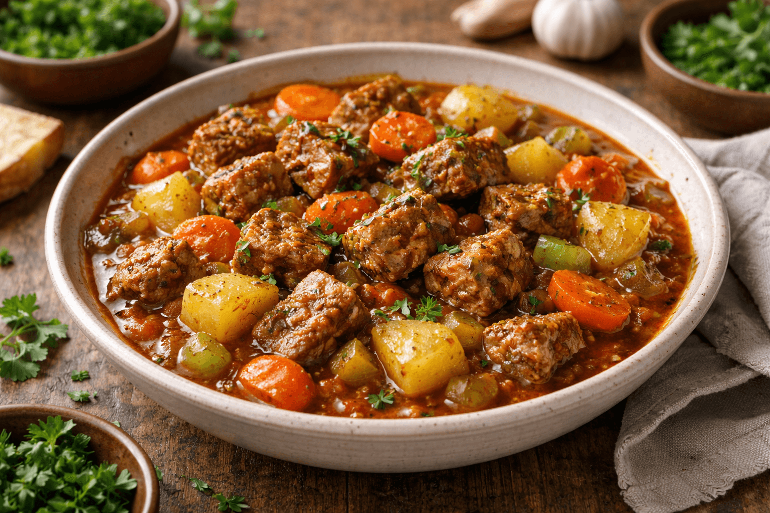 Spezzatino di tempeh con patate e verdure