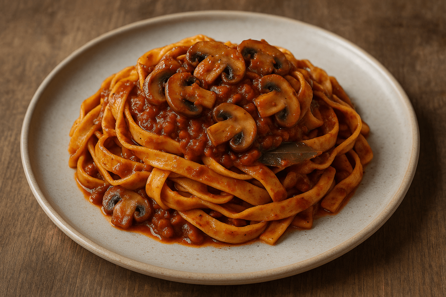 Tagliatelle al Ragù di Funghi Champignon