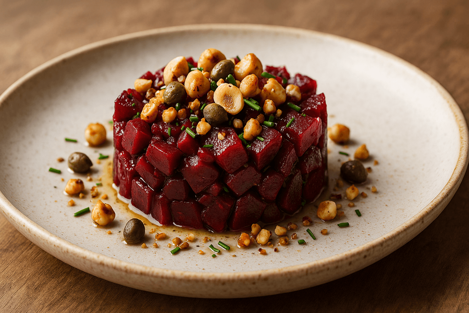 Tartare di Barbabietola Rossa con Nocciole Tostate