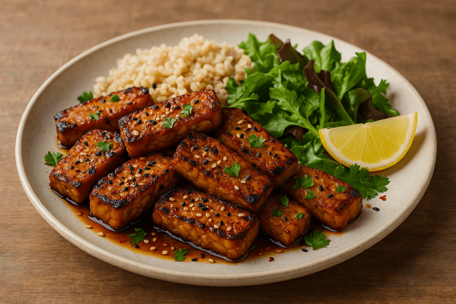 Tempeh Marinato alla Soia e Zenzero