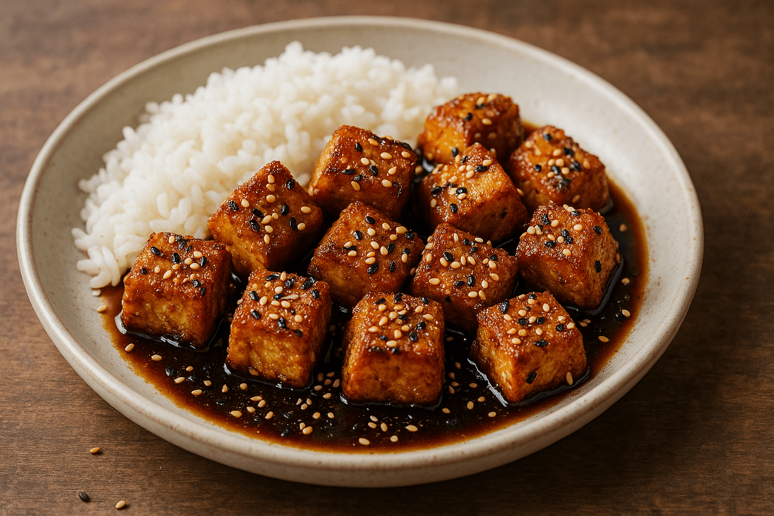 Tofu Croccante al Sesamo con Salsa Teriyaki