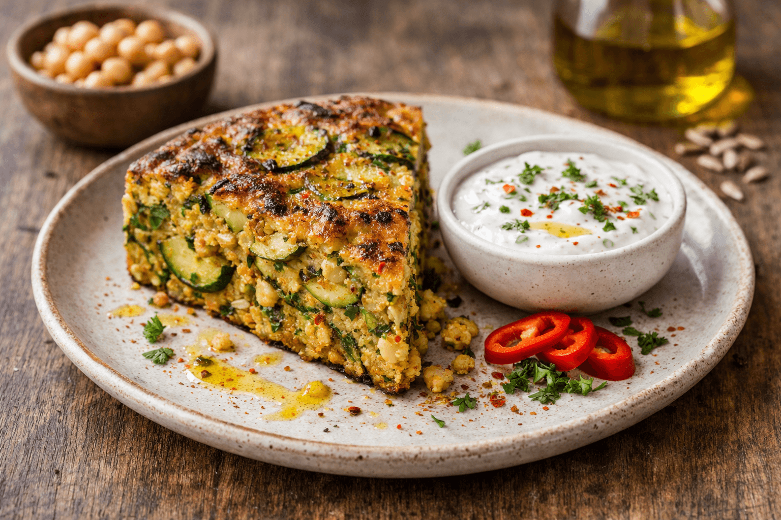 Tortino di zucchine piccante e proteico