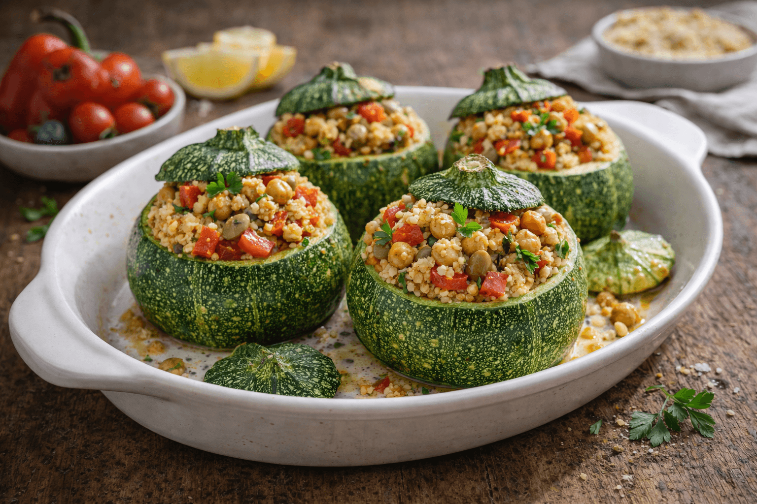 Zucchine ripiene di cous cous e verdure
