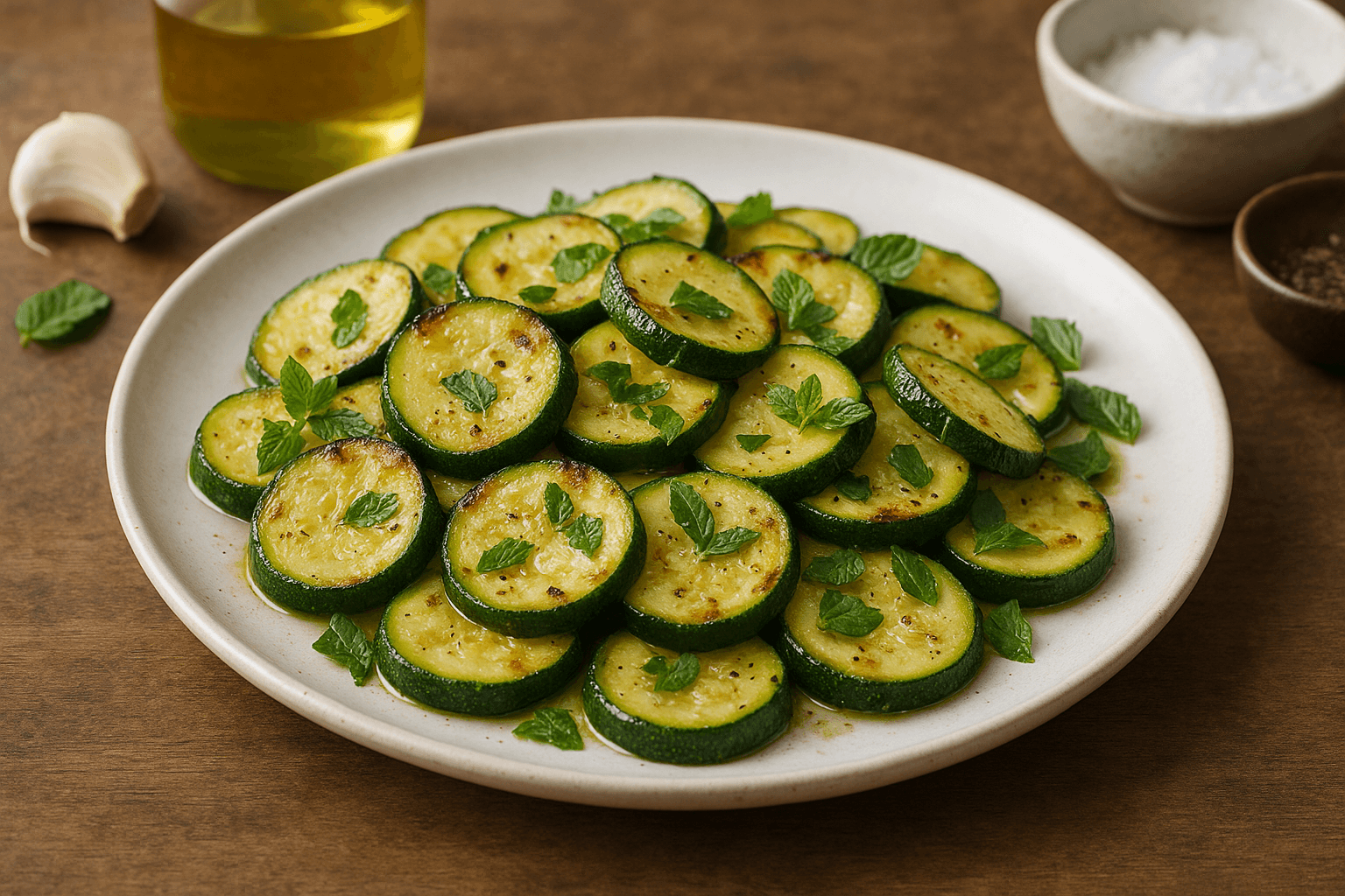 Zucchine trifolate con menta e aglio
